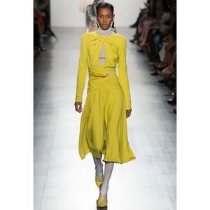 Prabal Gurung Worn on TV Jacquard Twist Front Crew Neck Midi Length Dress Size 0